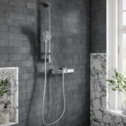 Villeroy & Boch Square Verve Thermostatic Exposed Shower Set With Riser Rail Chrome