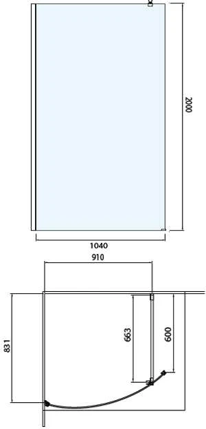 Abacus E Series Curved Wetroom Glass Screen - 1050mm 2 Abacus E Series Curved Wetroom Glass Screen - 1050mm - Image 2