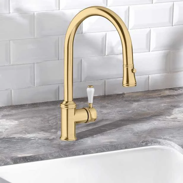 Blanco Vicus Single Lever Satin Gold Kitchen Tap - 526689 2 Blanco Vicus Single Lever Satin Gold Kitchen Tap - 526689 - Image 2