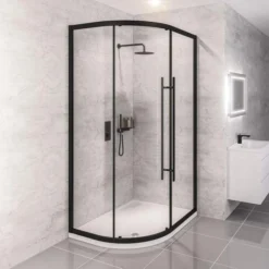 Vantage 2000 Matt Black Offset Quadrant Shower Enclosure 1200 X 800