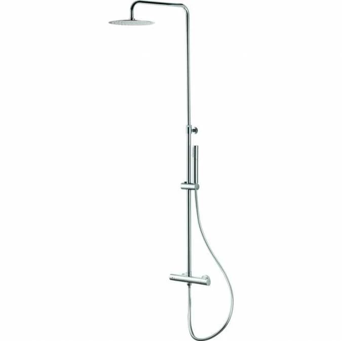 Vema Thermostatic Round Bar Valve With Fixed Head & Riser - Chrome 1 Vema Thermostatic Round Bar Valve With Fixed Head & Riser - Chrome