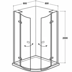 Vodas 8 Stella 800 Frameless Hinge Door Quadrant Shower Enclosure - Black 11 Vodas 8 Stella 800 Frameless Hinge Door Quadrant Shower Enclosure - Black -Roman Sales Vodas 8 Stell Quad 800 Tech