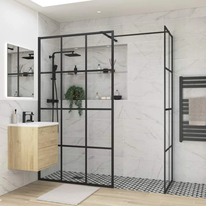 Supreme Black Framed Wetroom Panel - 1200mm 1 Supreme Black Framed Wetroom Panel - 1200mm
