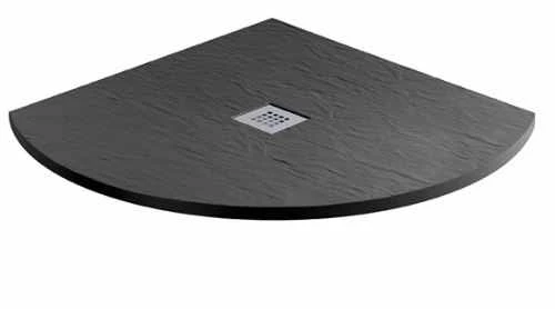 MX Minerals 800 X 800mm Jet Black Slate Effect Quadrant Shower Tray 1 MX Minerals 800 X 800mm Jet Black Slate Effect Quadrant Shower Tray