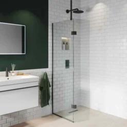 Abacus Walk In Shower Screen 700mm With Matt Black Hinged Return 350mm 7 Abacus Walk In Shower Screen 700mm With Matt Black Hinged Return 350mm -Roman Sales aBACUS 700 350 Matt Black Ceiling Support