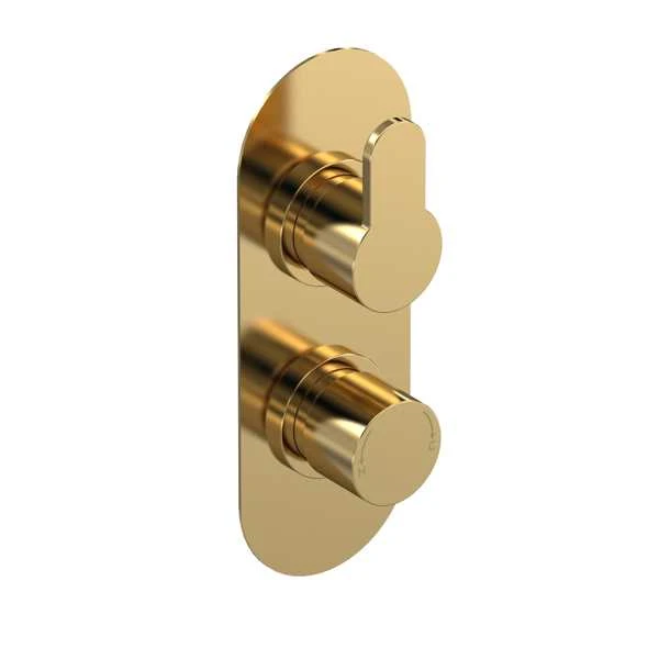 Arvan Brushed Brass Twin Concealed Shower Valve (Medium Pressure) - Single Outlet - Nuie 1 Arvan Brushed Brass Twin Concealed Shower Valve (Medium Pressure) - Single Outlet - Nuie
