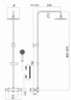 Kate Matt Black Round Dual Head Shower -Roman Sales black spec