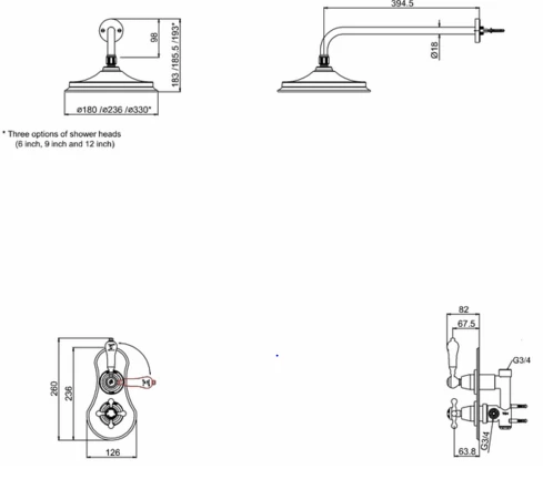 Burlington Severn Concealed Thermostatic Shower With Fixed Head - VF1S 3 Burlington Severn Concealed Thermostatic Shower With Fixed Head - VF1S - Image 3