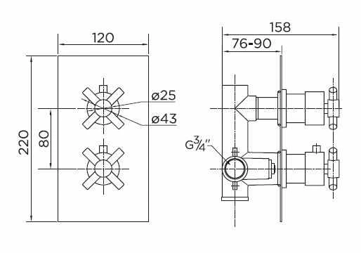 Niagara Carter Chrome Twin Concealed Shower Valve - Single Outlet 2 Niagara Carter Chrome Twin Concealed Shower Valve - Single Outlet - Image 2