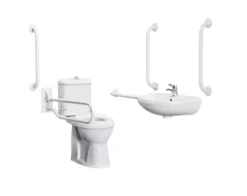 Nuie Doc M Pack - Disabled Bathroom High Toilet, Basin And Grab Rails