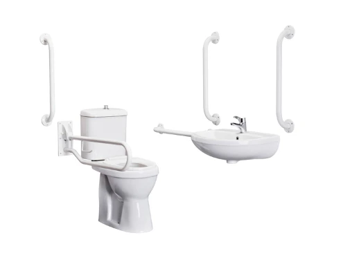 Nuie Doc M Pack - Disabled Bathroom High Toilet, Basin And Grab Rails 1 Nuie Doc M Pack - Disabled Bathroom High Toilet, Basin And Grab Rails