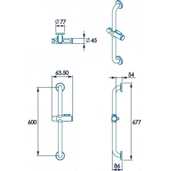 600mm Grab Bar, Shower Head And Slide Rail Combo Kit - Croydex 3 600mm Grab Bar, Shower Head And Slide Rail Combo Kit - Croydex - Image 3