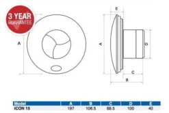 Airflow Icon 15 Eco Bathroom Extractor Fan -Roman Sales icon 15 tech rubberduck