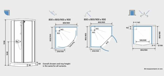 Kinedo Kineprime Glass Sliding Quadrant Shower Enclosure - 800 X 800mm 2 Kinedo Kineprime Glass Sliding Quadrant Shower Enclosure - 800 X 800mm - Image 2