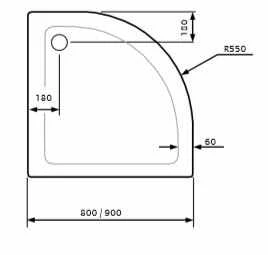 Lakes Low Profile Quadrant Shower Tray - 900 X 900mm 3 Lakes Low Profile Quadrant Shower Tray - 900 X 900mm - Image 3