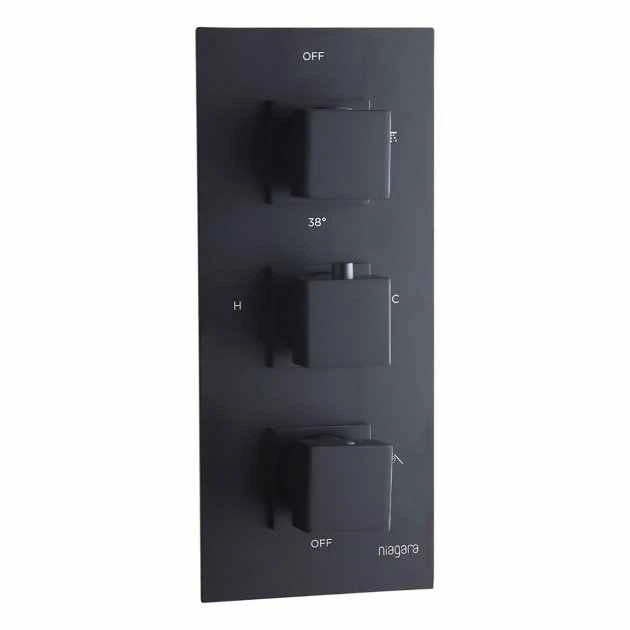 Niagara Observa Matt Black Triple Concealed Shower Valve -Two Outlets 1 Niagara Observa Matt Black Triple Concealed Shower Valve -Two Outlets