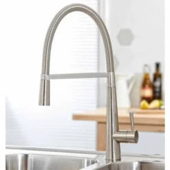 Scudo Evolve Spring Pull Out Kitchen Tap - Brushed Steel