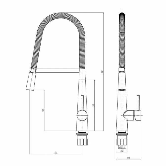 Scudo Evolve Spring Pull Out Kitchen Tap - Brushed Steel 3 Scudo Evolve Spring Pull Out Kitchen Tap - Brushed Steel - Image 3