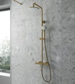 Nuie Round Thermostatic Bar Shower Kit - Brushed Brass -Roman Sales nuie jty875