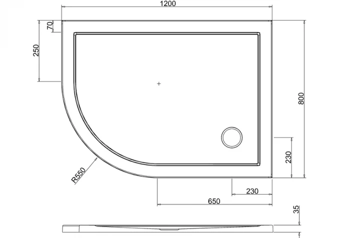 Zamori Offset Quadrant - 1200 X 800 - Left Hand Shower Tray - Z1201 2 Zamori Offset Quadrant - 1200 X 800 - Left Hand Shower Tray - Z1201 - Image 2