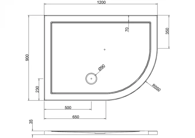 Zamori Anti-Slip Offset Quadrant - 1200 X 900 - Right Hand Shower Tray - Z1204A 2 Zamori Anti-Slip Offset Quadrant - 1200 X 900 - Right Hand Shower Tray - Z1204A - Image 2