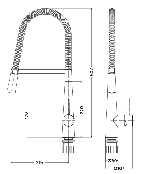Portata Spring Pull-Out Kitchen Mixer Tap - Chrome - Scudo 3 Portata Spring Pull-Out Kitchen Mixer Tap - Chrome - Scudo - Image 3