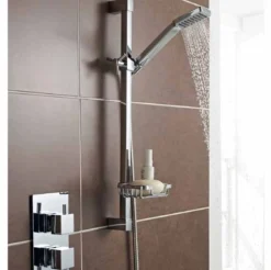 Pure Thermostatic Concealed Shower Valve With Fixed Rain Head & Riser Rail - Kartell UK -Roman Sales pure riser rail valve 1