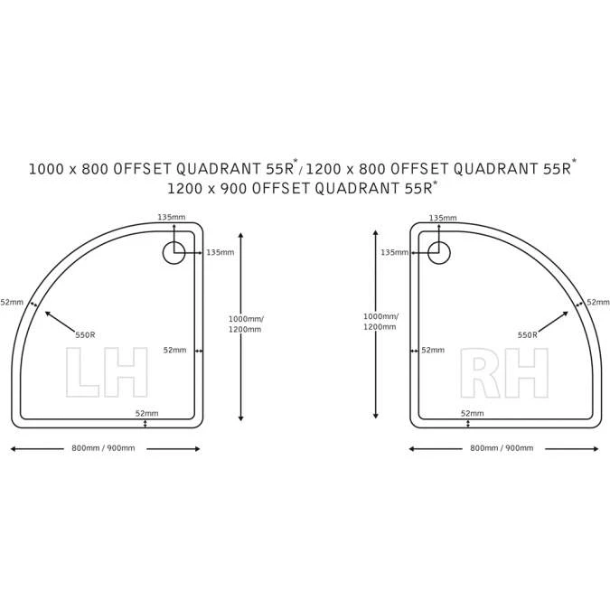 Roman Offset Quadrant Shower Tray - 1000 X 800 2 Roman Offset Quadrant Shower Tray - 1000 X 800 - Image 2