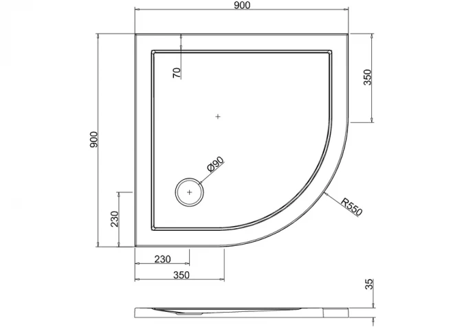 Zamori Quadrant Shower Tray - 900 X 900mm - Z1193 2 Zamori Quadrant Shower Tray - 900 X 900mm - Z1193 - Image 2