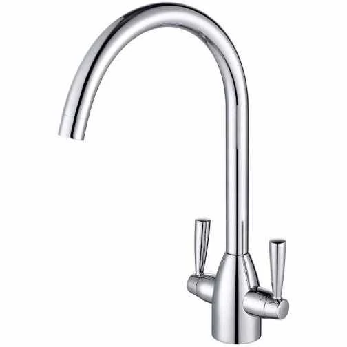 Richmond Twin Lever Kitchen Mixer Tap - Brushed Nickel 2 Richmond Twin Lever Kitchen Mixer Tap - Brushed Nickel - Image 2