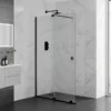 1100mm Matt Black Sliding Wetroom Screen - Rolla 8 By Aquadart