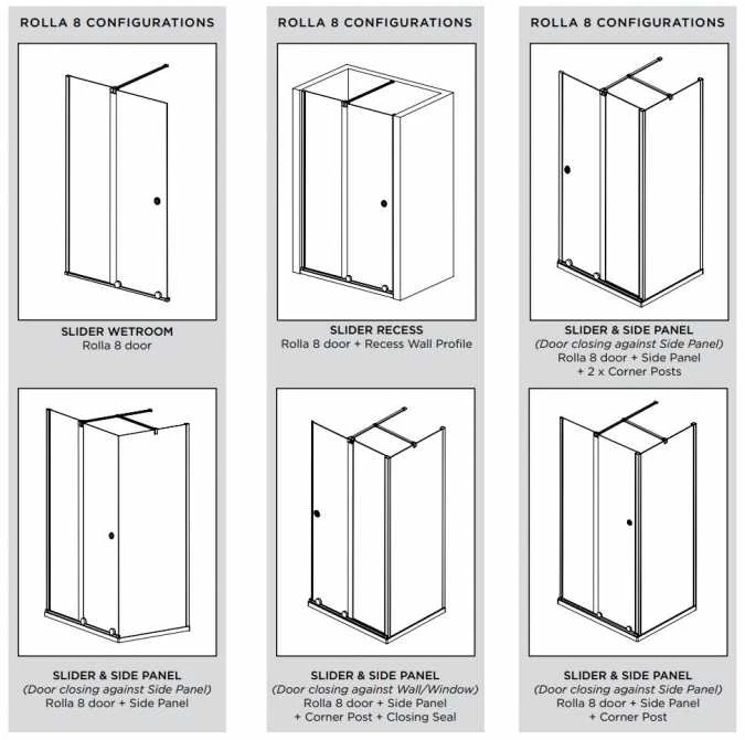Rolla 8 1500mm Matt Black Frameless Sliding Door Corner Enclosure 3 Rolla 8 1500mm Matt Black Frameless Sliding Door Corner Enclosure - Image 3
