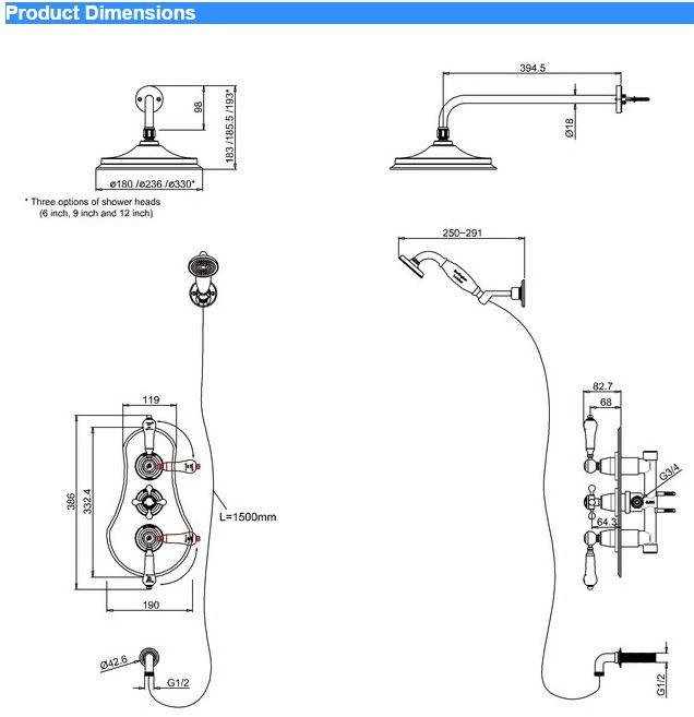 Burlington Severn Concealed 3 Control Shower, Hose & Handset - VF3S 2 Burlington Severn Concealed 3 Control Shower, Hose & Handset - VF3S - Image 2