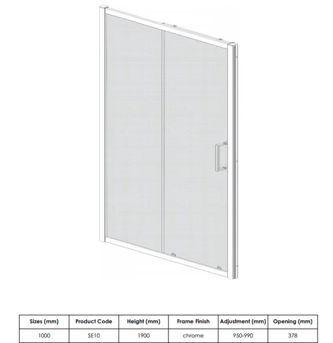 Sommer8 1000mm Sliding Shower Door 4 Sommer8 1000mm Sliding Shower Door - Image 4