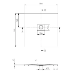 Villeroy & Boch Squaro Infinity Quaryl Shower Tray 900 X 900 - Stone White -Roman Sales squaro 900x900 tech 1