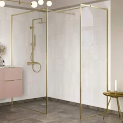 Supreme Brushed Brass Profile Wetroom Panel - 900mm 7 Supreme Brushed Brass Profile Wetroom Panel - 900mm -Roman Sales supreme brass walk in 2 1