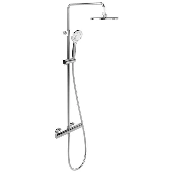 Villeroy & Boch Thermostatic Exposed Shower Set With Fixed Head And Riser Rail Round Chrome 1 Villeroy & Boch Thermostatic Exposed Shower Set With Fixed Head And Riser Rail Round Chrome