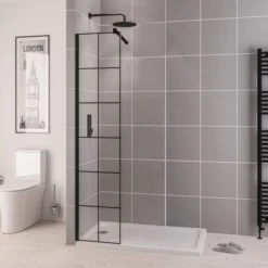 Vantage 2000, 800mm Matt Black Framed Walk In Shower Screen - Eastbrook 5 Vantage 2000, 800mm Matt Black Framed Walk In Shower Screen - Eastbrook -Roman Sales w49.1079 Vantage Black Grid 5