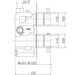 Niagara Equate Brushed Brass Twin Concealed Shower Valve - Single Outlet -Roman Sales w9312BRS sizes