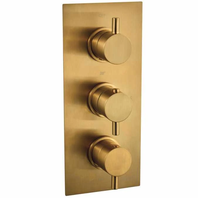 Niagara Equate Round Brushed Brass Triple Concealed Shower Valve 1 Niagara Equate Round Brushed Brass Triple Concealed Shower Valve