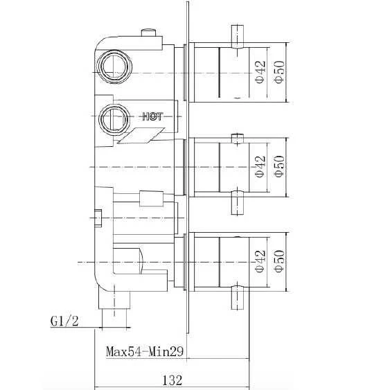 Niagara Equate Round Brushed Brass Triple Concealed Shower Valve 3 Niagara Equate Round Brushed Brass Triple Concealed Shower Valve - Image 3