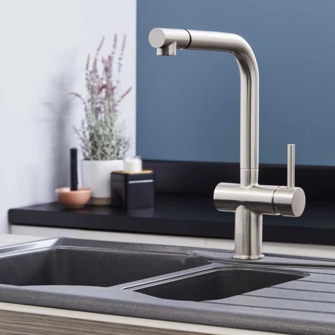 Ingleton Brushed Nickel Pull Out Kitchen Mixer Tap 2 Ingleton Brushed Nickel Pull Out Kitchen Mixer Tap - Image 2