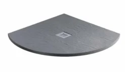 MX Minerals 900 X 900mm Ash Grey Slate Effect Quadrant Shower Tray