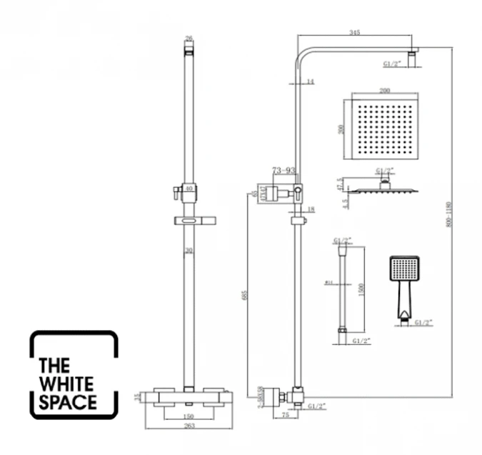 The White Space Square Dual Head Shower Set - Chrome 2 The White Space Square Dual Head Shower Set - Chrome - Image 2