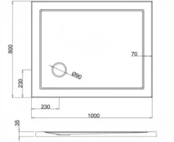 Zamori Anti-Slip Rectangular Shower Tray - 1000 X 800 - Corner Waste - Z1167A -Roman Sales zamori 1000 800 anti slip shower tray tech drawing
