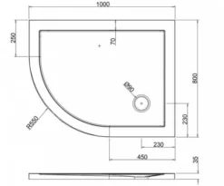 Zamori Offset Quadrant - 1000 X 800 - Left Hand Shower Tray - Z1199 10 Zamori Offset Quadrant - 1000 X 800 - Left Hand Shower Tray - Z1199 -Roman Sales zamori 1000 800 shower tray tech drawing 1 1